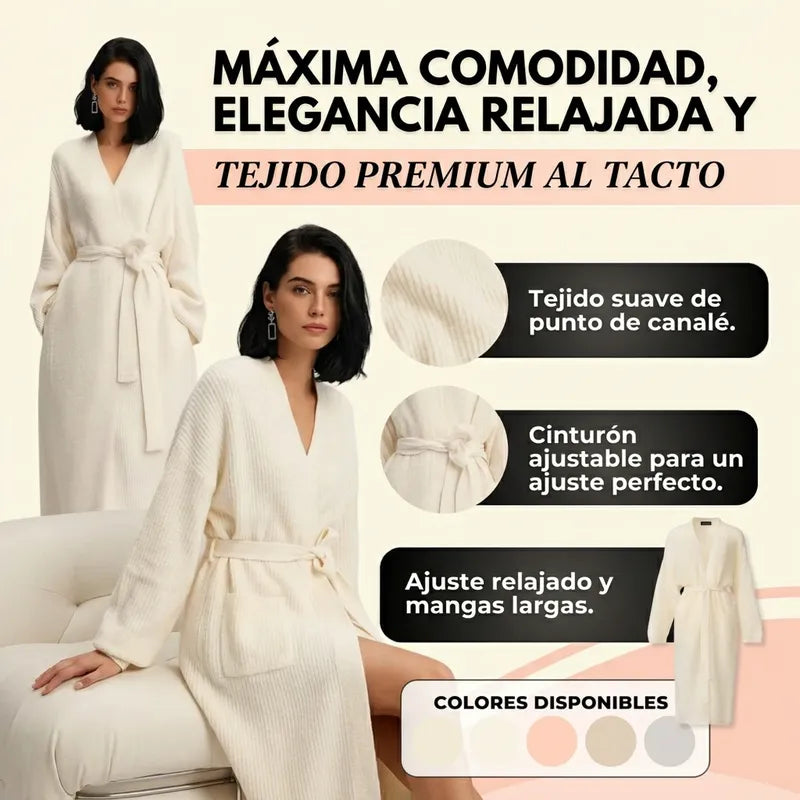 VESTIDO BATA ELEGANTE CON LAZO