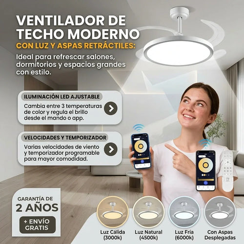 VENTILADOR DE TECHO LED + 2LRegalos Misteriosos