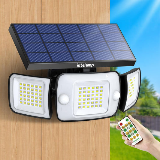 Lampara de 3 Cabezales con panel solar