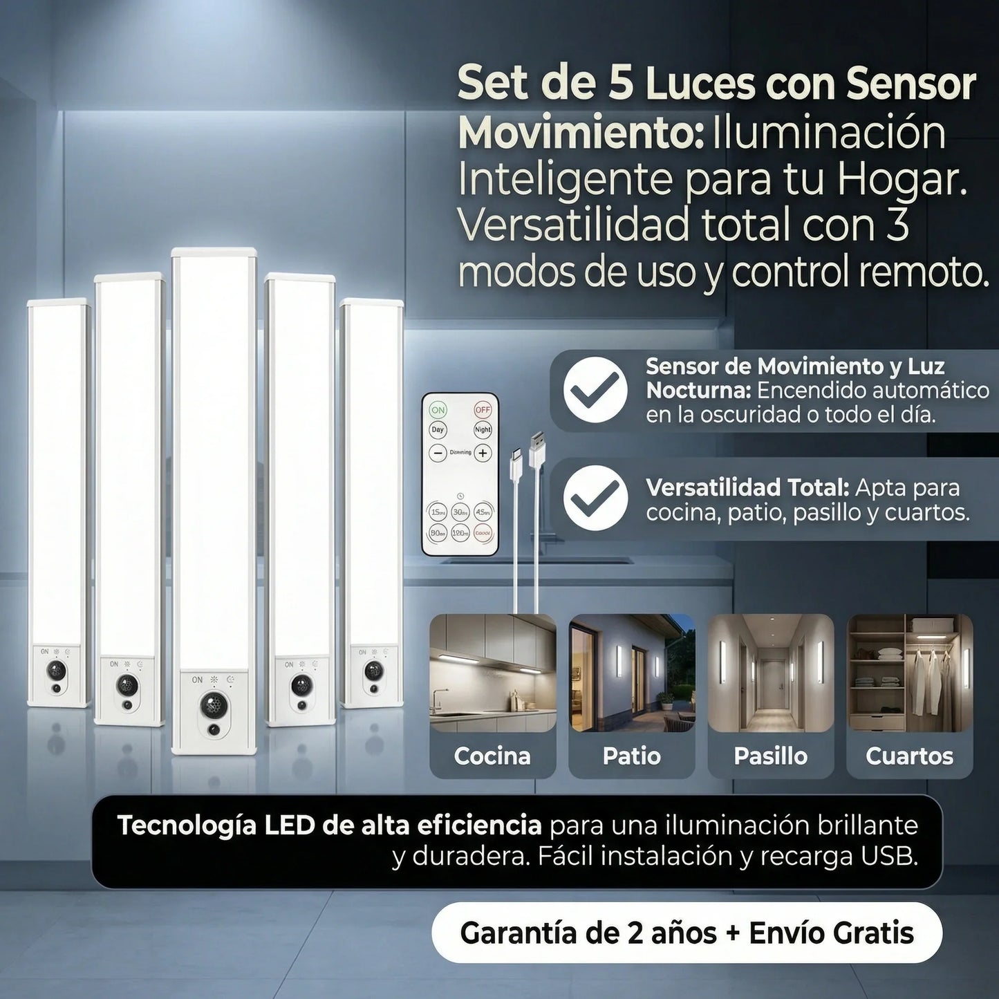 LumiSense Pro — Luz LED con Sensor de Movimiento