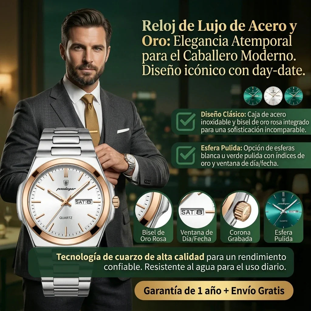 RELOJ DE LUJO DE ACERO INOXIDABLE