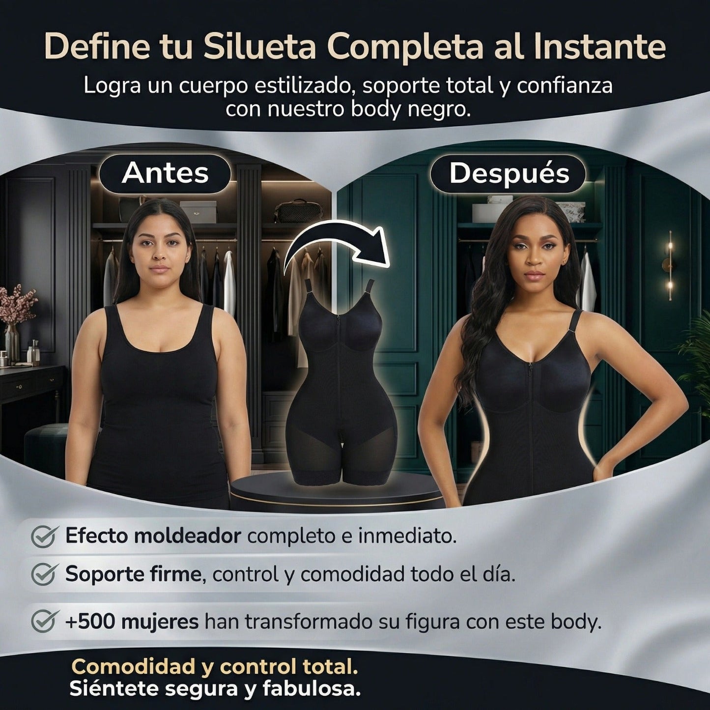 Faja Modeladora de Silueta con Cierre y Tirantes Ajustables