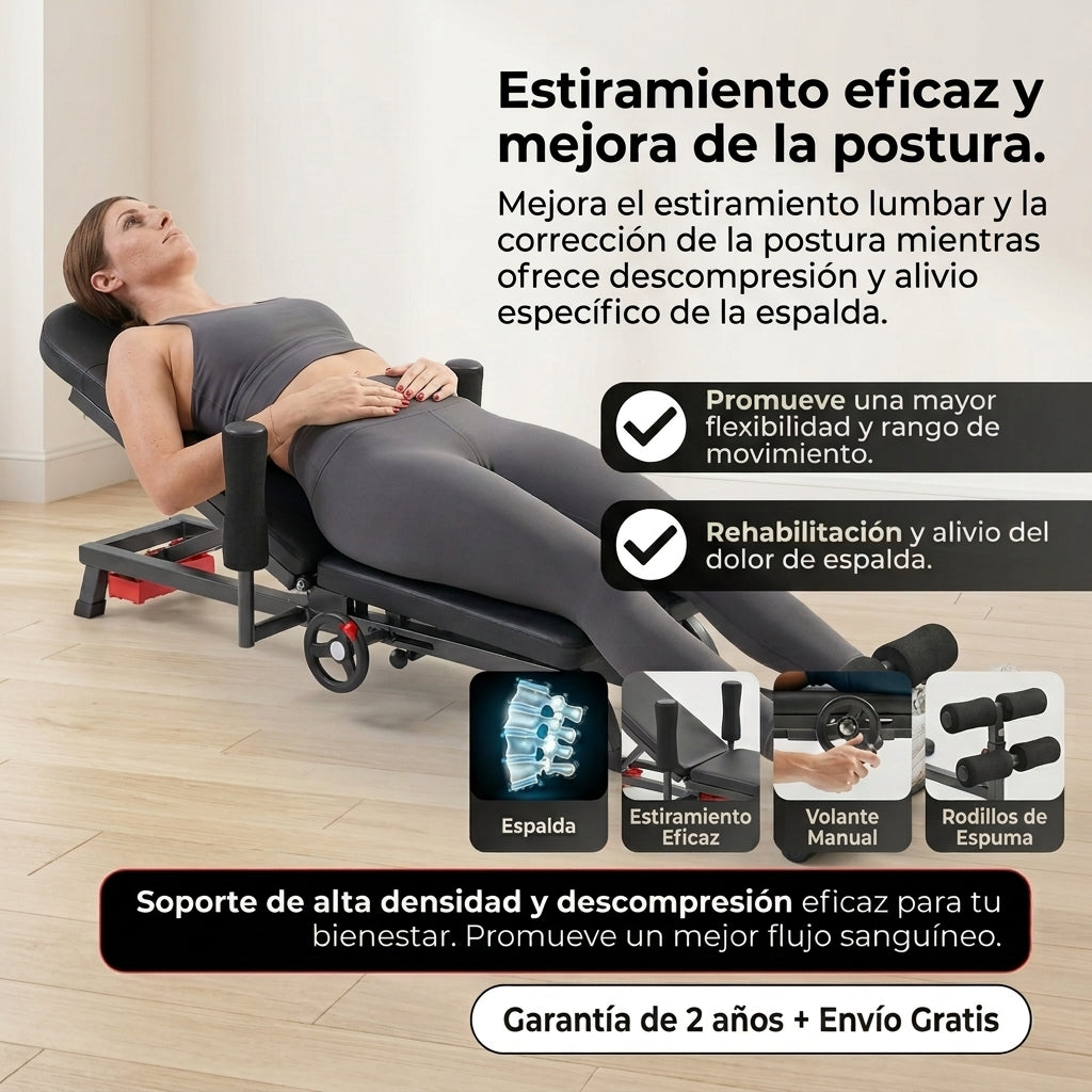 SpineFlex Pro — Mesa de Descompresión y Estiramiento Lumbar