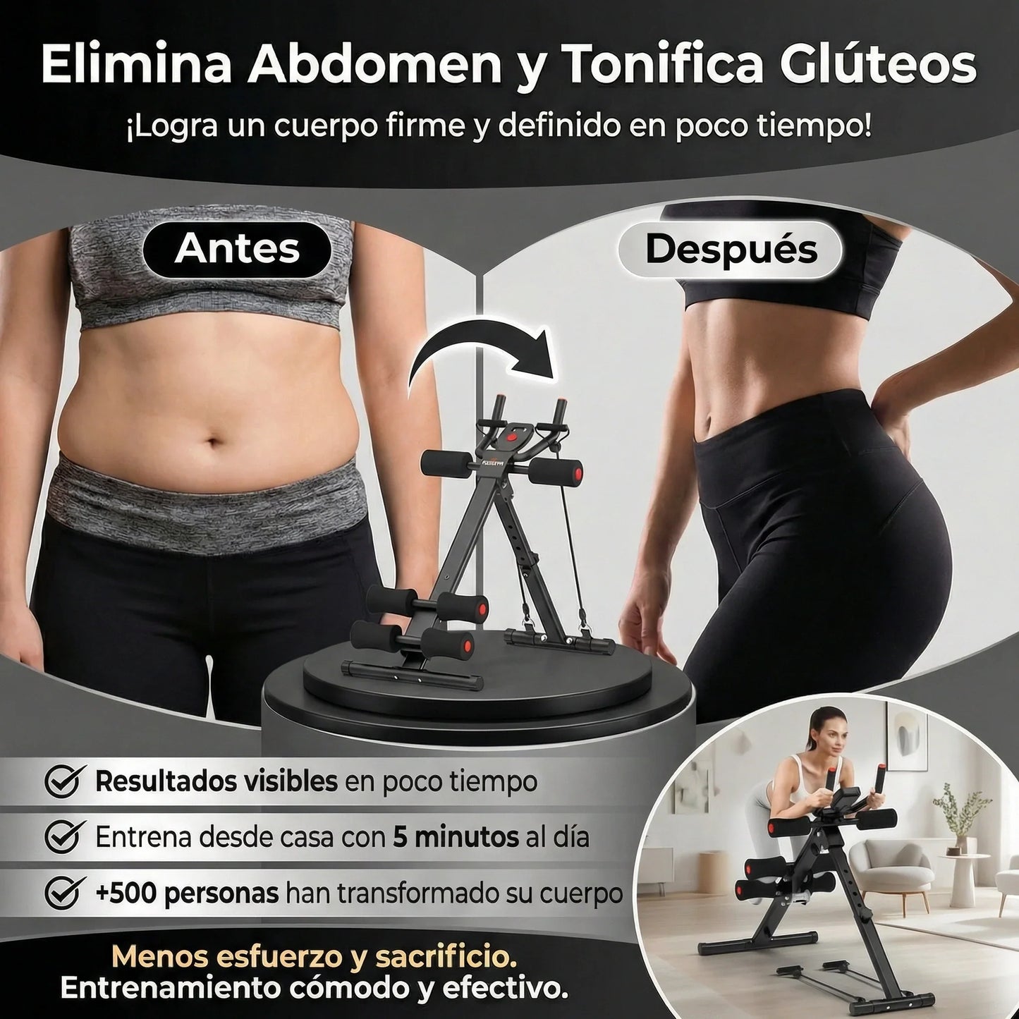 RELIFESPORTS: MAQUINA DE ABDOMINALES MULTIFUNCIONAL